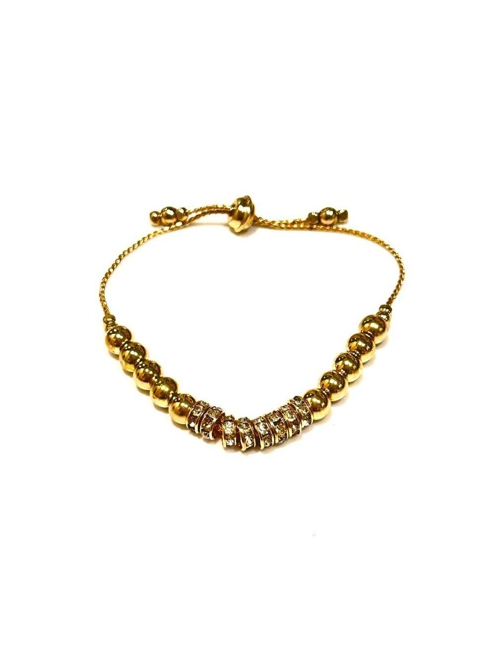 SWAROVSKI Crystals Gold Beaded Slider Bracelet | NEW